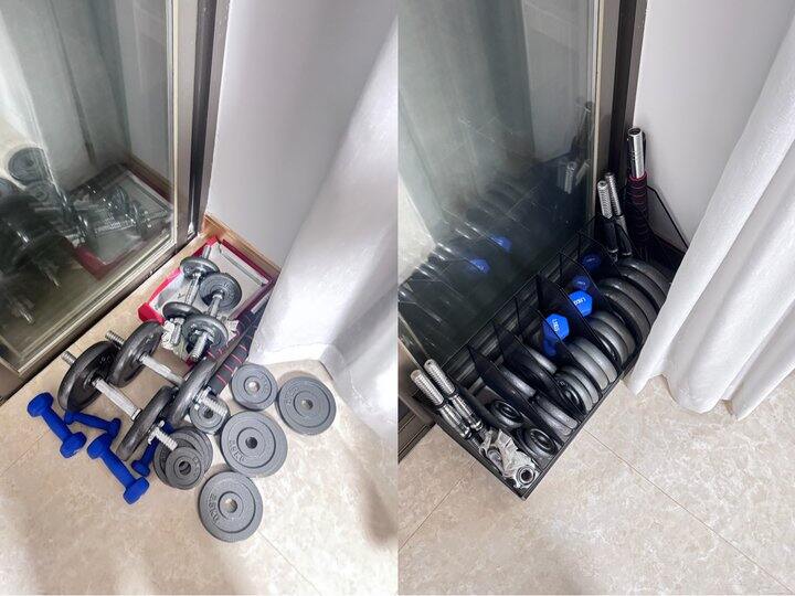 金属书架巧当哑铃收纳✌️