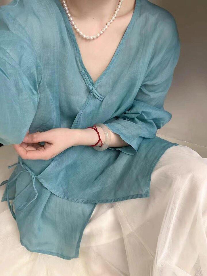 清冷禅意交领100苎麻衫！💰119