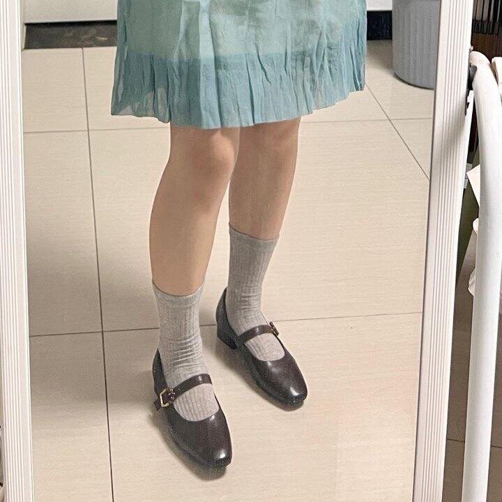 【多多晒单】意尔康女鞋26春秋新款羊皮法式复古风一字带玛丽珍鞋浅口女单鞋