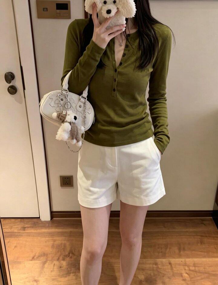 设计感亨利领收腰长袖针织衫！💰79