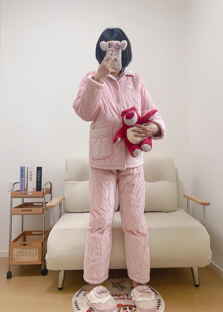 红豆夹棉睡衣