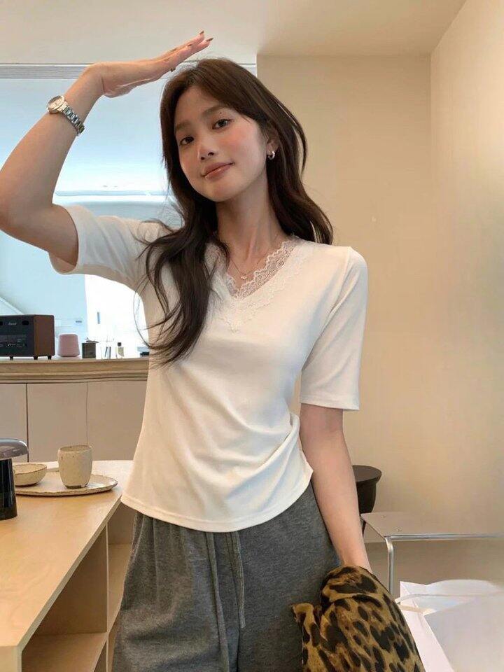 入秋新品V领蕾丝上衣！💰20+