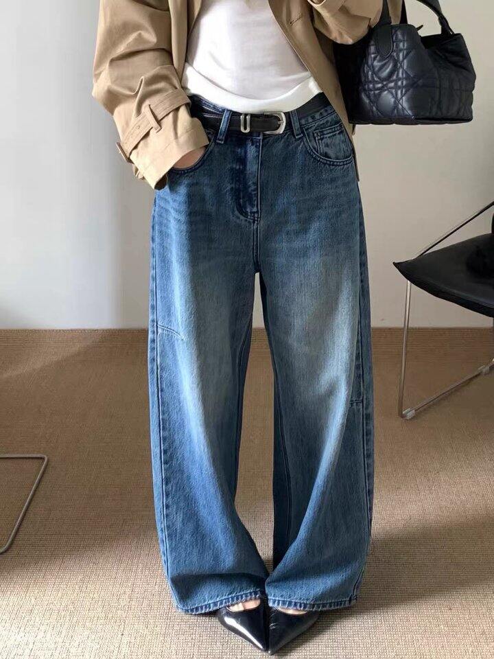 复古牛仔弯刀阔腿裤！💰109