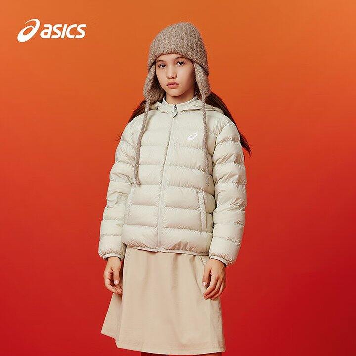 亚瑟士（asics）童装冬季儿童柔软舒适三防轻薄保暖羽绒服奶白色 清洁度1000-鸭绒 140 充绒量79g