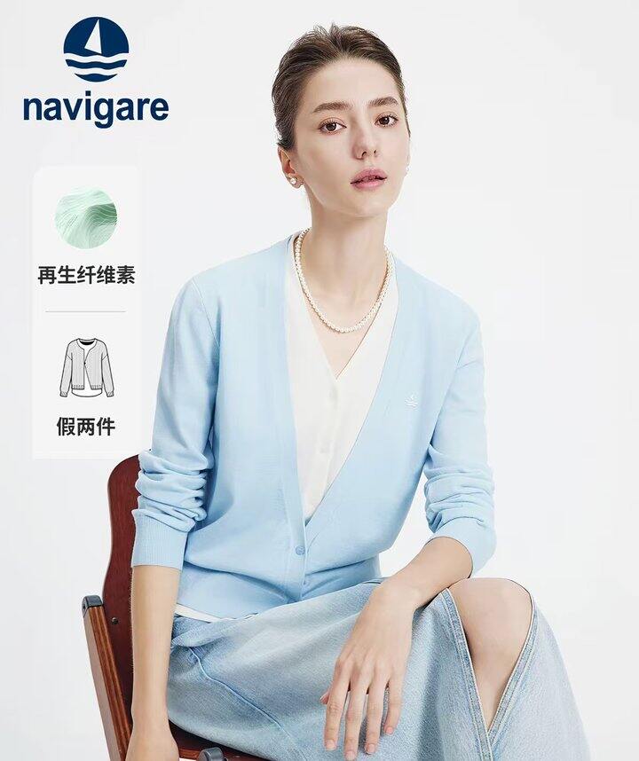 220💰小帆船大V领假两件针织衫