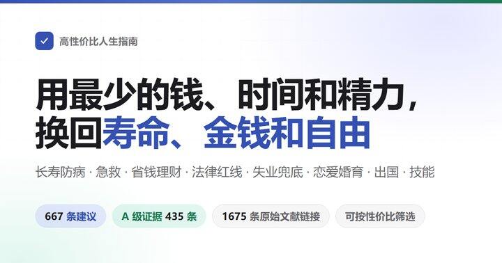 github超火的开源项目《高性价比人生指南》 如何过好这一生？