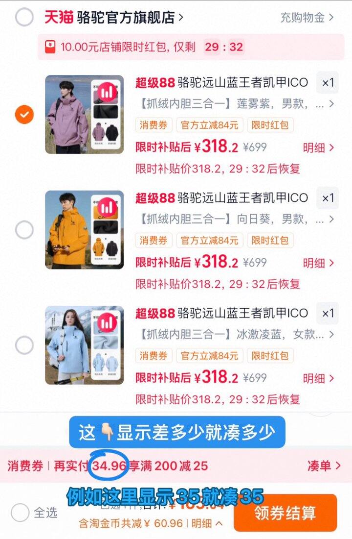 骆驼冲锋衣，王者铠甲ICON，328💰
