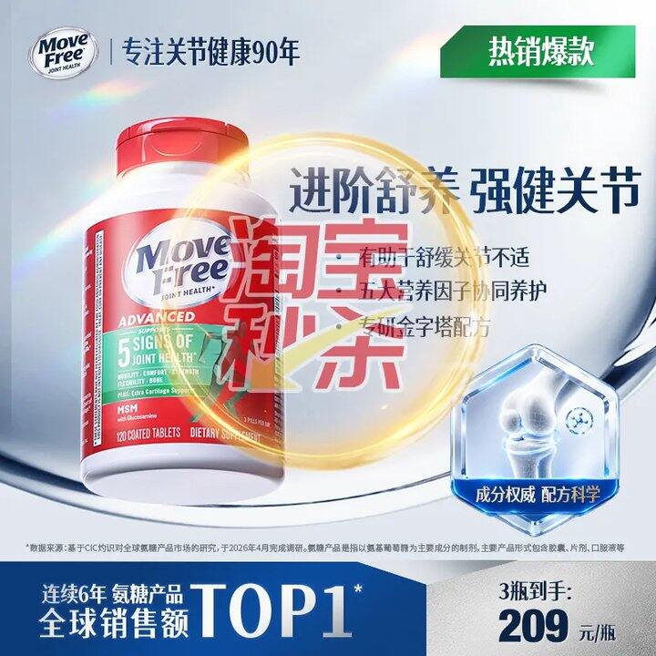 降了！益节五合一绿瓶氨糖120粒/168💰，单买史低！