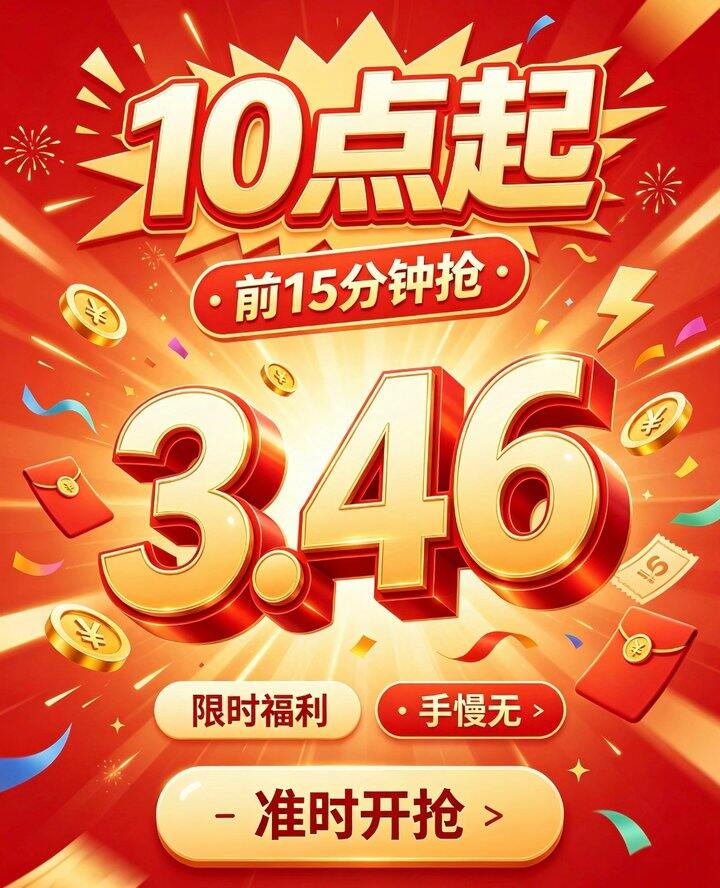 10点起！前15分钟抢💥3.46