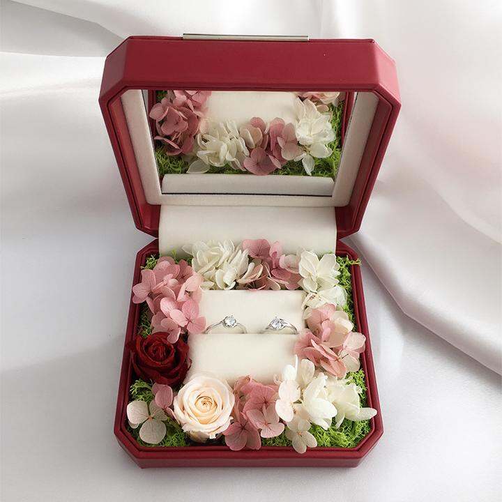 抖音款求婚戒指盒创意首饰礼盒高档钻戒珠宝盒玫瑰花对戒盒子婚礼